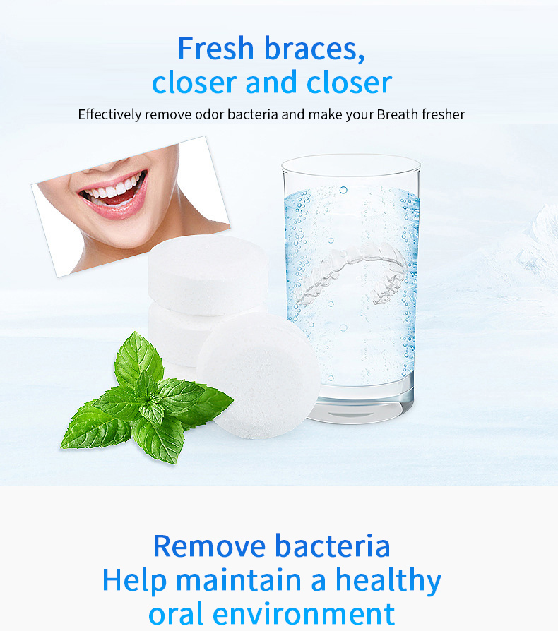 Solid Oral Cleaning Toothpaste Tablets organic Stain Remover Portable denture cleaner tablets