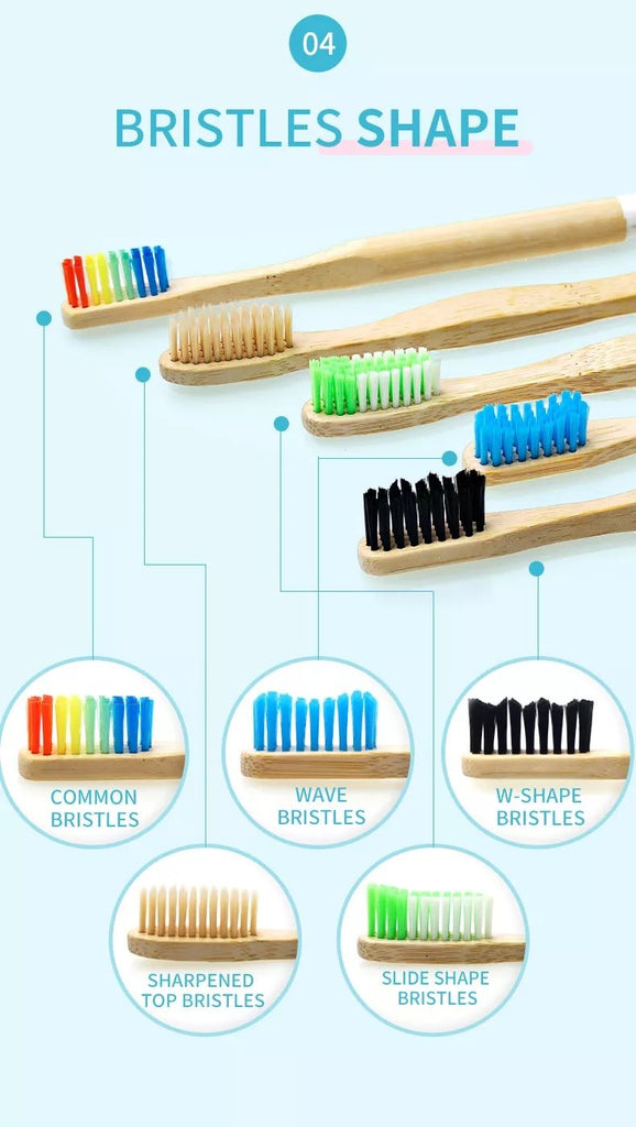 WoodenBroom Soft 100 % Healthy Eco Organic Charcoal Bamboo Bristle Toothbrush With Bpa Free Bristle