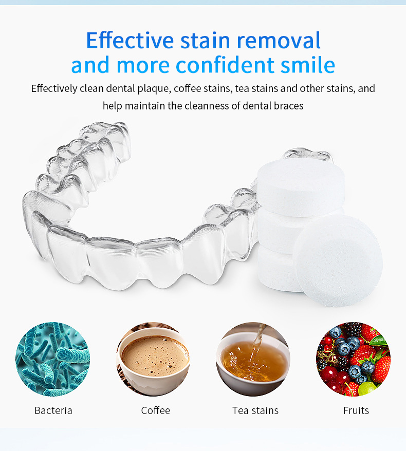 Solid Oral Cleaning Toothpaste Tablets organic Stain Remover Portable denture cleaner tablets