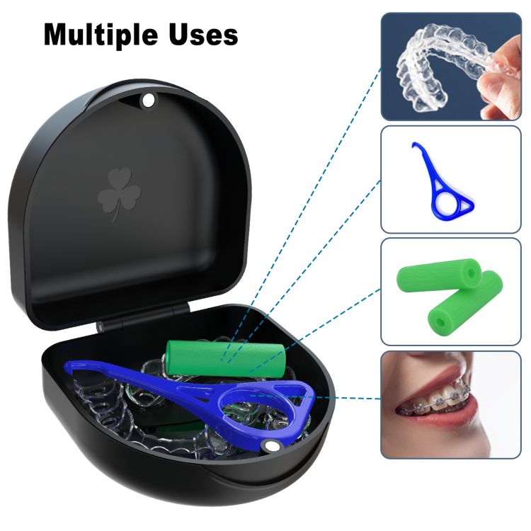 100pcs Retainer Case Denture Case,Orthodontic Dental Case, Slim Braces Case, Mouth Guard Case, Denture Box, Teeth Aligner Case, Night Guard Case Container Storage Holder White