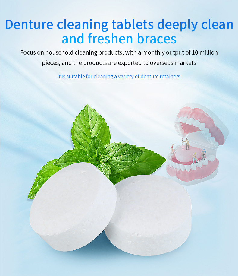 Solid Oral Cleaning Toothpaste Tablets organic Stain Remover Portable denture cleaner tablets