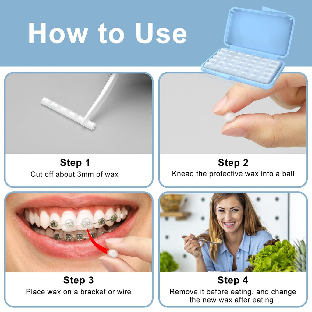 100boxes Braces Wax Dental Wax,Orthodontic Wax Strips, Braces Wax for Teeth, Ortho Wax for Braces, Tooth Wax, Mouth Wax, Oral Wax for Braces, Relief Wax for Braces Wearer Aligners Patients