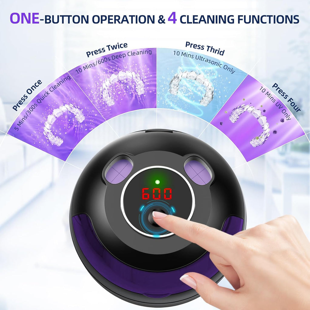 100pcs Ultrasonic Retainer Cleaner, Retainer Cleaner Machine for Dentures, Mouth Guards, Braces, Toothbrush Heads, Jewelry with 200ML Capacity, 45kHz Retainer Cleaning, 4 Modes for All Dental Appliances