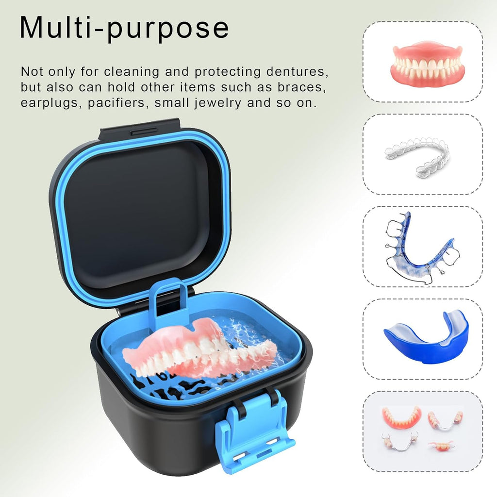 100pcs Proof Denture Case, Denture Cup for Soaking Dentures, Retainer Cleaning Case Black and Pink Denture Case