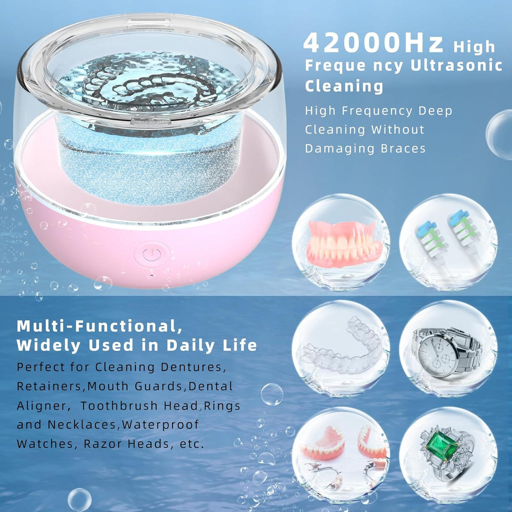 10pcs Dental Denture Retainer Cleaner Ultrasound Dental Cleaner Machine Mini Jewelry Clean Machine