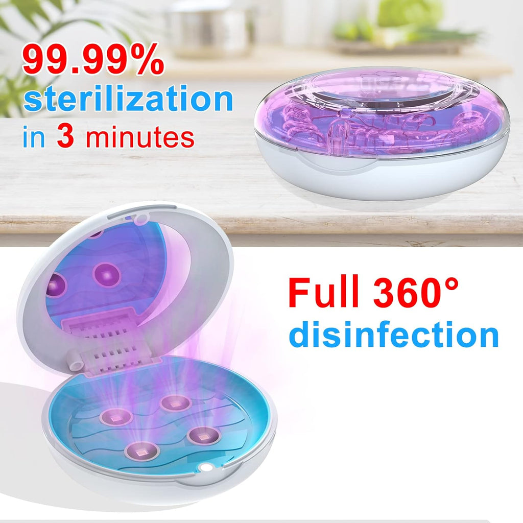 50pcs Retainer Case Orthodontic Dental Case, UVC Disinfectant Aligner Case with Vent Holes Mirror, UV Light Denture Box Slim, Retainer Holder Box for Mouth Guard, Night Guard, Teeth Braces Blue