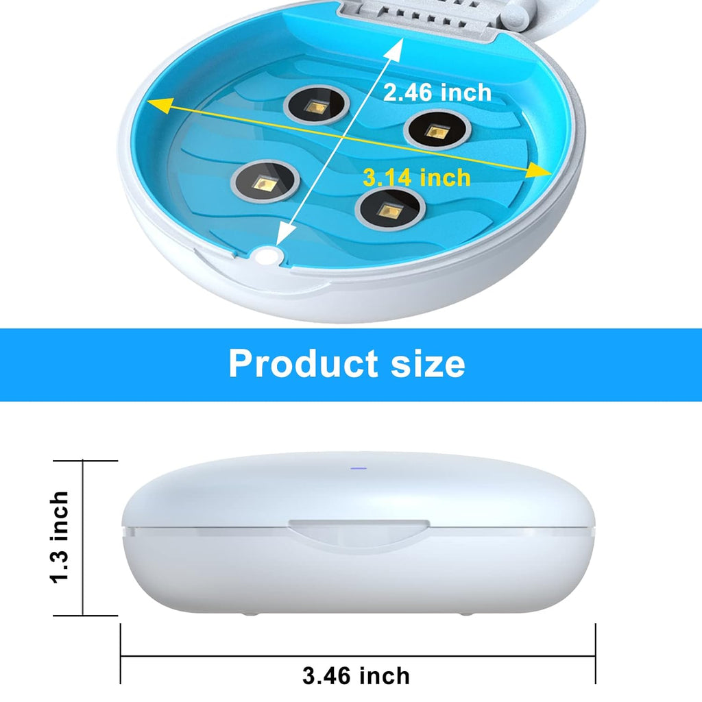 50pcs Retainer Case Orthodontic Dental Case, UVC Disinfectant Aligner Case with Vent Holes Mirror, UV Light Denture Box Slim, Retainer Holder Box for Mouth Guard, Night Guard, Teeth Braces Blue